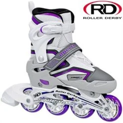 Stingray R7 Adjustable In-Line Roller Skate - White/Lilac