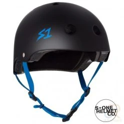 S1 Lifer Multi Impact Helmet - Black Matt Cyan Strap