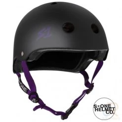 S1 Lifer Multi Impact Helmet - Black Matt Purple Strap