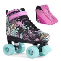 SFR Vision Canvas Quad Roller Skates -Floral - With Skate Bag