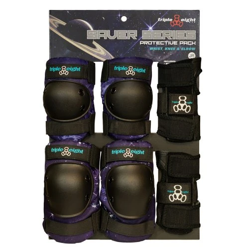 Triple Eight Triple 8 Saver Series 3 Pack Safety Pads Knee Elbow Wrist - Galaxy - Junior 3 Triple Eight Triple 8 Saver Series 3 Pack Safety Pads Knee Elbow Wrist - Galaxy - Junior