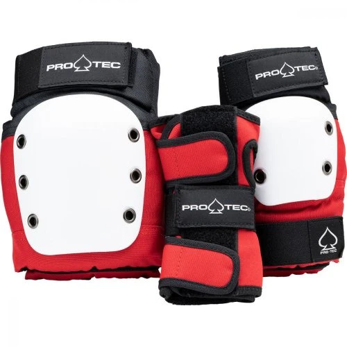 Pro-Tec Pad Set Street Gear Junior 3 Pack Open Back - Red/White/Black 3 Pro-Tec Pad Set Street Gear Junior 3 Pack Open Back - Red/White/Black